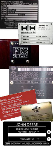 Industrial signs and plates